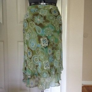 NY City Design Co. Tiered Silk Floral Print Skirt